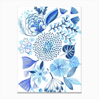 Indigo Floral Canvas Print
