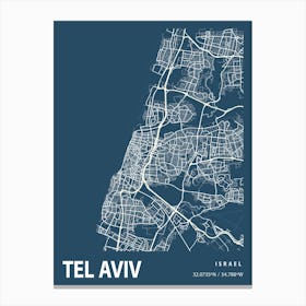 Tel Aviv Blueprint City Map 1 Canvas Print