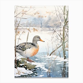 Winter Bird Painting Mallard Duck 1 Canvas Print