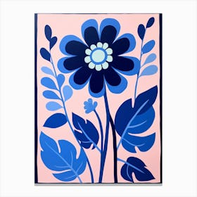 Blue Flower Illustration Zinnia 4 Canvas Print