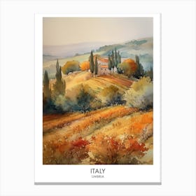 Umbria, Italy 1 Watercolor Travel Poster Canvas Print