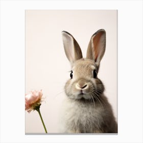 Bunny With Flower Canvas Print