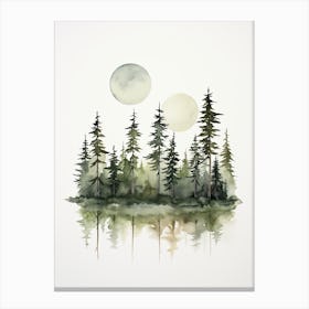 Watercolour Of Tongass National Forest   Alaska Usa 2 Canvas Print