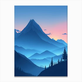 Misty Mountains Vertical Composition In Blue Tone 134 Canvas Print