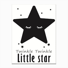 Twinkle Little Star Black Canvas Print