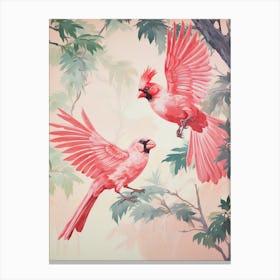 Vintage Japanese Inspired Bird Print Cardinal 1 Canvas Print