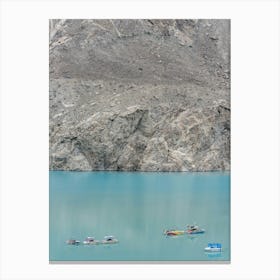 Turquoise Lake With Boats Canvas Print