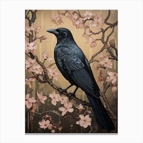 Dark And Moody Botanical Crow 4 Canvas Print