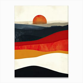 Sunset Over The Hills, Minimalism Canvas Print