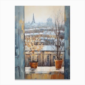 Winter Cityscape Paris France 9 Canvas Print