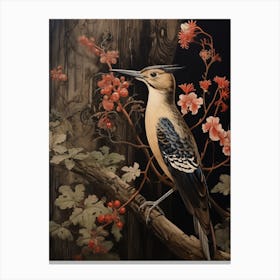 Dark And Moody Botanical Woodpecker 3 Canvas Print