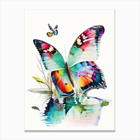 Butterfly On Lake Decoupage 1 Canvas Print