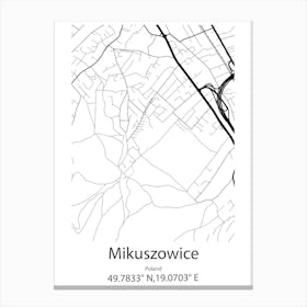 Mikuszowice,Poland Minimalist Map Canvas Print