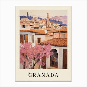 Granada Spain 2 Vintage Pink Travel Illustration Poster Canvas Print