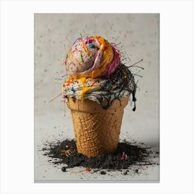 Ice Cream Cone With Sprinkles Canvas Print