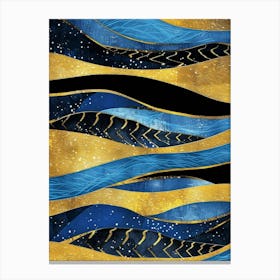 Blue And Gold Waves 5 Canvas Print