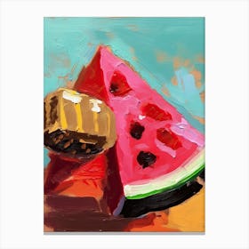 Watermelon Slice Oil Painting 1 Canvas Print
