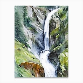 Trümmelbach Falls, Switzerland Water Colour  (4) Canvas Print