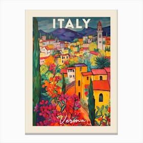 Verona Italy 2 Fauvist Painting Travel Poster Canvas Print