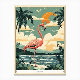 Greater Flamingo Portugal Tropical Illustration 2 Poster Canvas Print