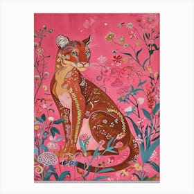 Floral Animal Painting Puma 1 Canvas Print