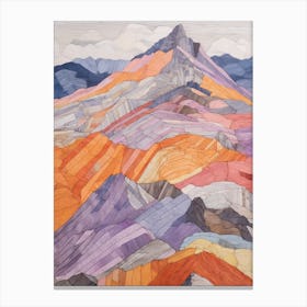 Bowfell England Colourful Mountain Illustration Canvas Print