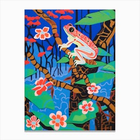Maximalist Animal Painting Red Eyed Tree Frog 4 Canvas Print