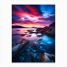 Sunset In Fjords Canvas Print