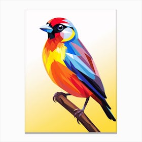 Colourful Geometric Bird Finch 3 Canvas Print