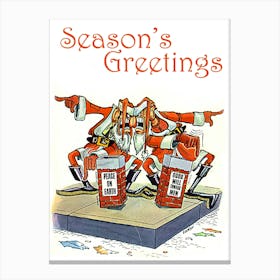 Two Angry Santa Clauses And Christmas Wishes, Funny Holiday Poster Canvas Print