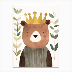 Little Brown Bear 5 Wearing A Crown Canvas Print