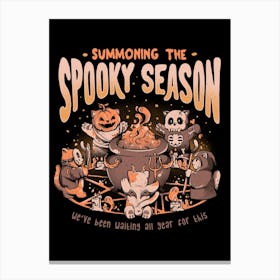 Summoning the Spooky Season - Evil Cat Halloween Gift Canvas Print