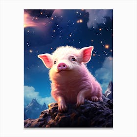 Pink Pig In The Sky Canvas Print