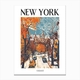 Fordham New York Colourful Silkscreen Illustration 3 Poster Canvas Print