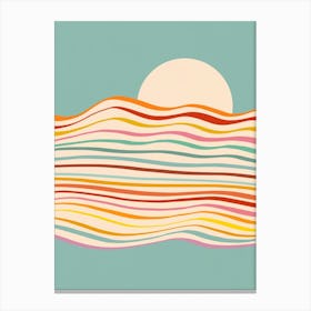Minimal Abstract Retro Pride Sea Of Change Sunset Blue Canvas Print