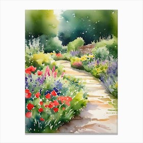 Watercolor Of A Garden Path Canvas Print