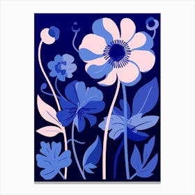 Blue Flower Illustration Anemone 4 Canvas Print