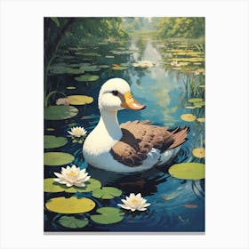 Duck In A Pond Print Canvas Print