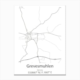 Grevesmuhlen,Germany Minimalist Map Canvas Print