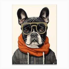 French Bulldog Dog Wearing Glasses Canvas Print