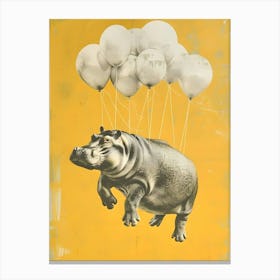 Hippo With Balloons Canvas Print