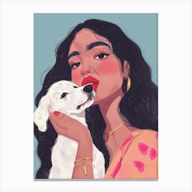 Girl With Dog 2 Canvas Print