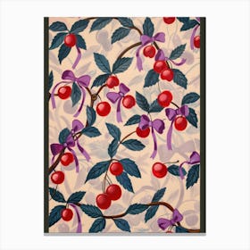 Botanical Bows And Cherries 4 Pattern Canvas Print