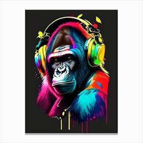 Gorilla Using Dj Set And Headphones Gorillas Tattoo 2 Canvas Print