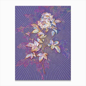 Geometric White Anjou Roses Mosaic Botanical Art on Veri Peri n.0046 Canvas Print