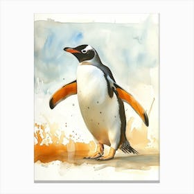 Humboldt Penguin Cooper Bay Watercolour Painting 4 Canvas Print
