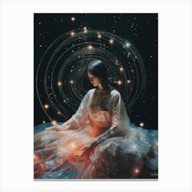 Cosmic surrealism portrait of a woman Canvas Print