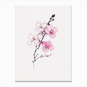 Cherry Blossom Floral Minimal Line Drawing 1 Flower Canvas Print