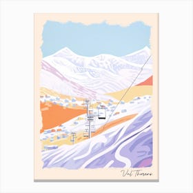 Poster Of Val Thorens   France, Ski Resort Pastel Colours Illustration 0 Canvas Print