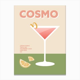 Cosmo Cocktail Colourful Green And Pink Wall Canvas Print